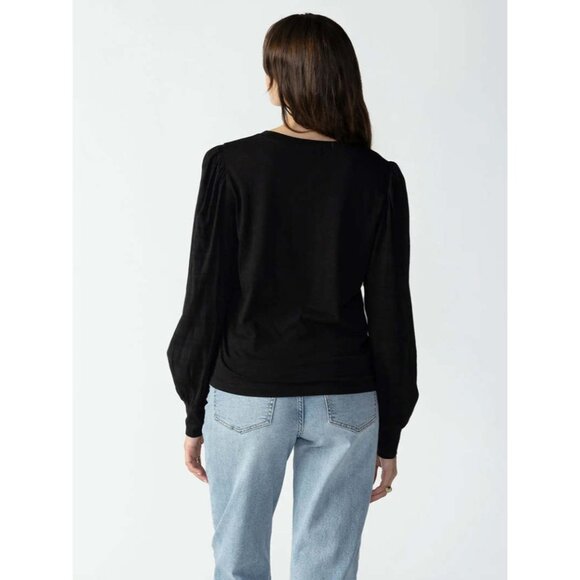 SANCTUARY Wonderland Mix Media Top Sz S Black Peasant Sleeve Cotton Rayon Blend - Picture 4 of 7